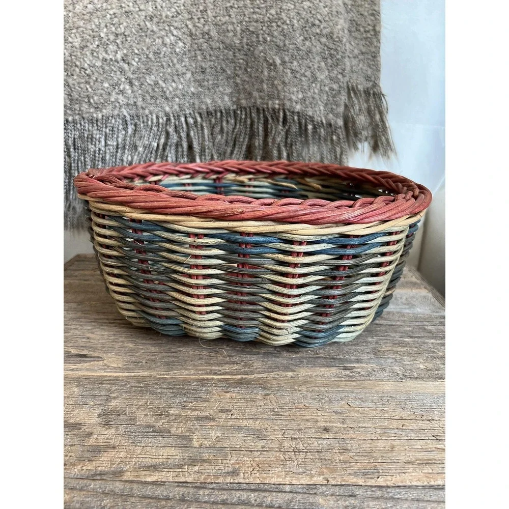 Handwoven Wicker Watermelon Fruit Basket Bowl Oval Country‎ Farmhouse Decor